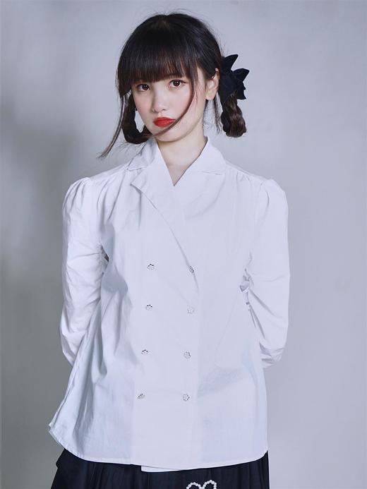 fragileheart易碎商店 白色衬衫女长袖春2021新款宽松西装领衬衣 商品图1