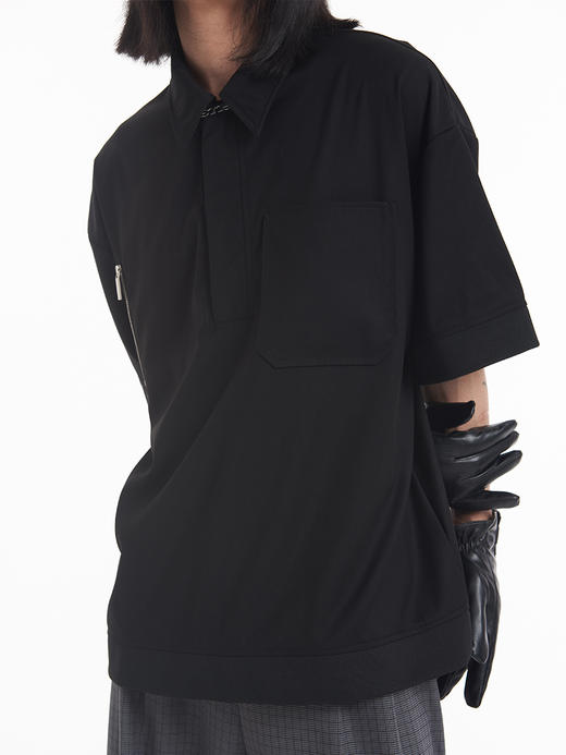 TERRAINCOGNITA2021SS春夏新款可拆卸帽子短袖polo衫宽松廓形衬衫 商品图2
