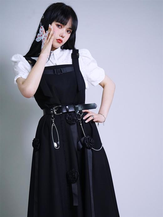 fragileheart原创设计感双链条真皮别针黑色皮带搭配衬衫宽腰带女 商品图0