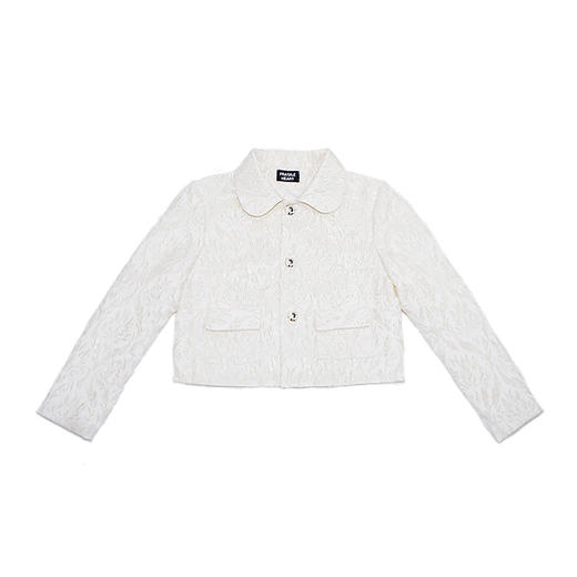 fragileheart易碎商店原创设计2021春季黑白刺绣提花短西装外套女 商品图3