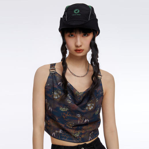 HOLONOMIC「第八大陆」原创荡领短款印花设计感小众外穿吊带背心 商品图1