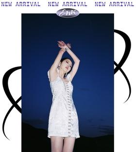 EhK 白色仙气玫瑰提花 勾扣飞袖连衣裙