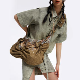 HOLONOMIC「第八大陆」原创设计印花拼接荷叶边单肩手提斜挎包