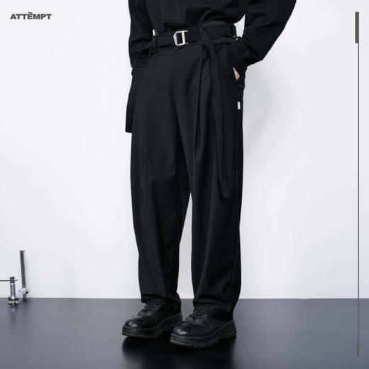 ATTEMPT AW20 “ATT”定制金属扣件护腰廓形西裤宽松垂感休闲西裤 商品图2