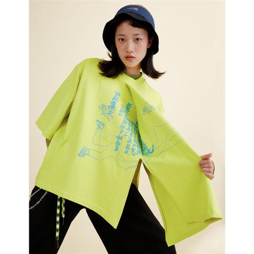 HOLONOMIC 原创设计感小众印花不规则宽松T恤 商品图1