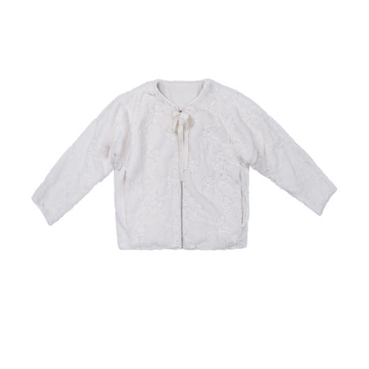 fragileheart易碎商店 刺绣花朵毛绒短款外套女春夏百搭宽松上衣 商品图3