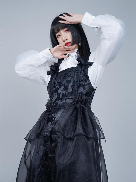 fragileheart易碎商店原创提花背带裙女春款新黑色连衣裙法式裙子 商品图2