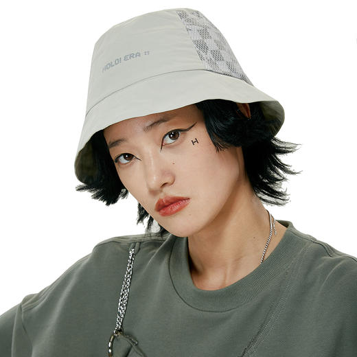 HOLONOMIC 原创设计棋盘格拼接尼龙网纱渔夫帽 商品图2