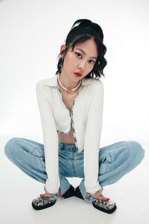 EhK 早秋 乳白色 复古拼接针织长袖 商品图3