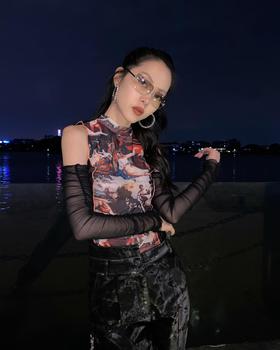 EhK 文艺复兴油画印花 网纱连衣裙 两件套