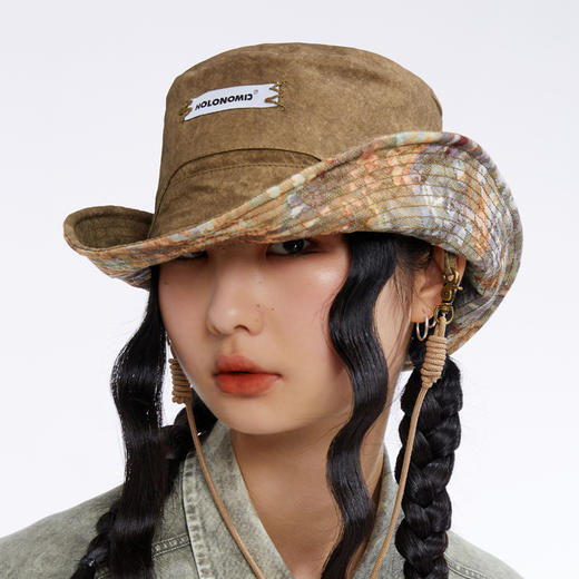 HOLONOMIC「第八大陆」原创印花双面戴渔夫帽 商品图0