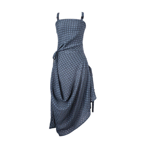 HOLONOMIC 原创特殊肌理格子不规则设计感小众吊带连衣裙 商品图4