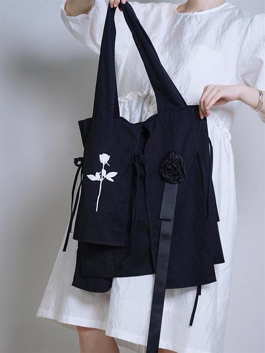 fragileheart原创设计玫瑰托特包女学院暗黑风男女同款系带单肩包 商品图1
