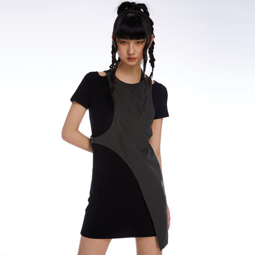 HOLONOMIC 原创绑带修身不规则设计感小众两件套连衣裙 商品图1