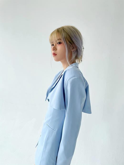 MATEMATE原创baby蓝超舒服套装短西装外套&西装吊带连衣裙 商品图3