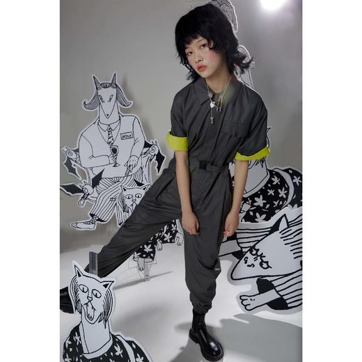 HOLONOMIC 原创设计工装腰果花拼贴宽松垂感束脚连体裤 商品图1