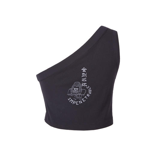 HOLONOMIC「金刚不坏」原创印花斜肩短款修身背心 商品图4