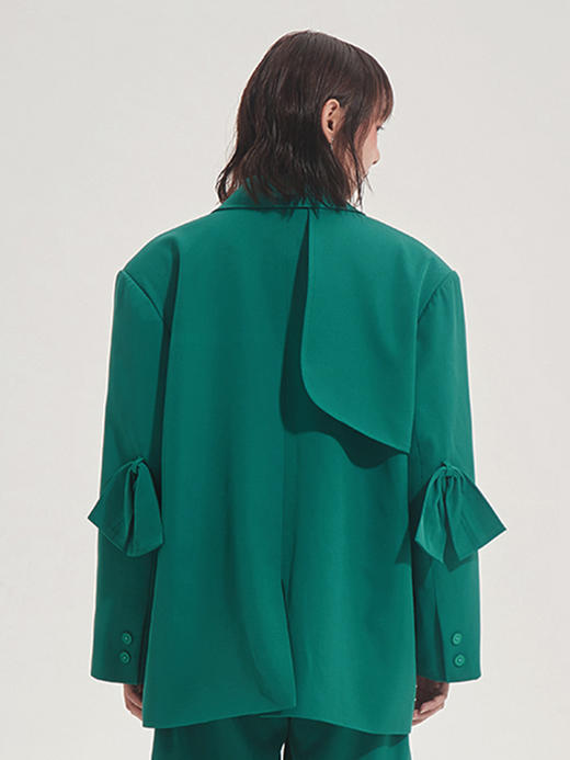 原创设计 少女蝴蝶结墨绿西装黑色套装早秋时髦150小个子女生外套 商品图3