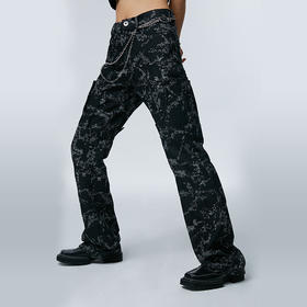 HOLONOMIC 原创可拆卸五分裤提花设计感小众印花修身直筒牛仔裤