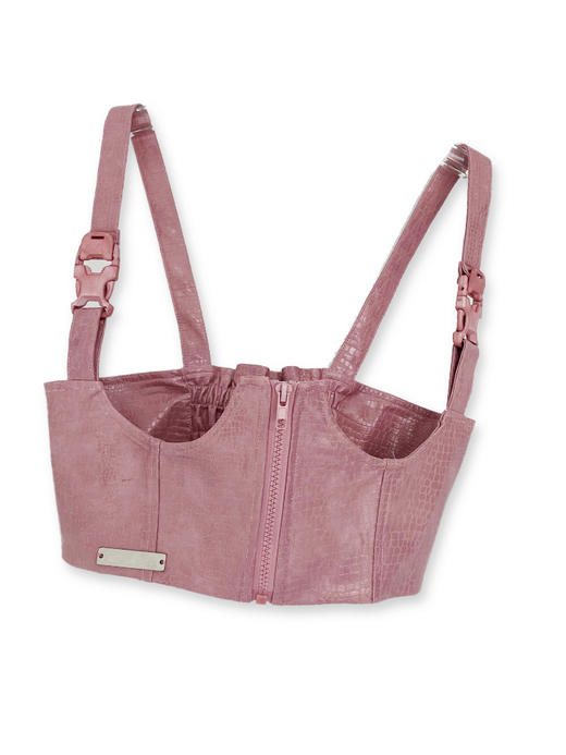 MATEMATE原创暗粉色甜酷吊带调节扣装饰鳄鱼纹腰封 商品图4