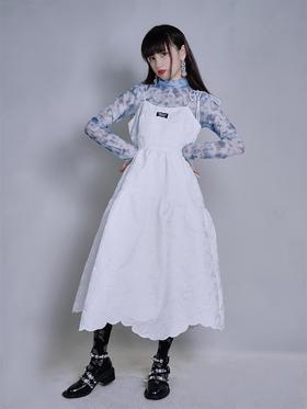 fragileheart易碎商店 黑白色提花连衣裙女春装收腰显瘦a字吊带裙