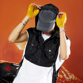 WHISTLEHUNTER(WSTHT)百搭液态金属高领马甲机能战术飘带连帽背心