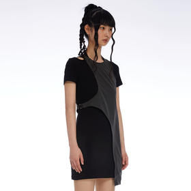 HOLONOMIC 原创绑带修身不规则设计感小众两件套连衣裙