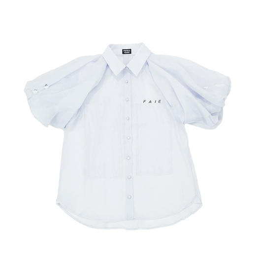 fragileheart易碎商店 泡泡袖衬衫女设计感小众灯笼袖短袖衬衣夏 商品图3