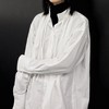 EhK秋冬 白色 百搭休闲 设计款 领口抽褶绑带衬衣 商品缩略图1