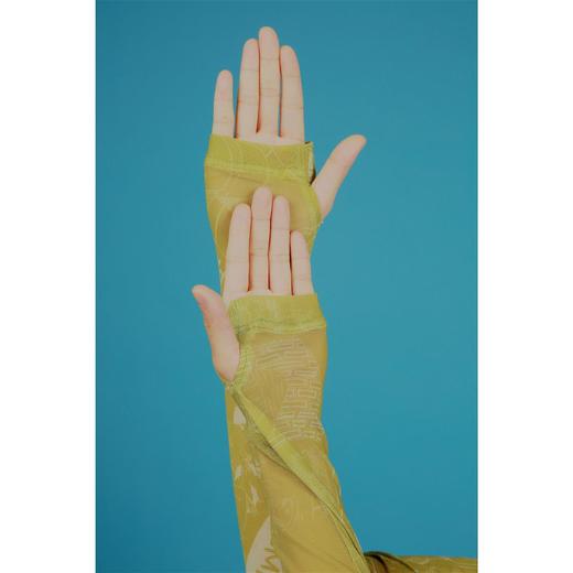 HOLONOMIC 原创设计印花网纱弹力修身长袖打底衫 商品图2