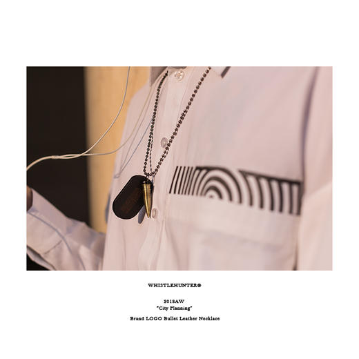 WHISTLEHUNTER 2018AW 潮流圆珠链个性子弹皮牌logo可调节长项链 商品图2