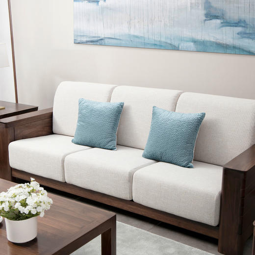 【现代实木风-NJN2102C03T沙发】实木风/客厅/北美黑胡桃木/实木1+2+3沙发 商品图2