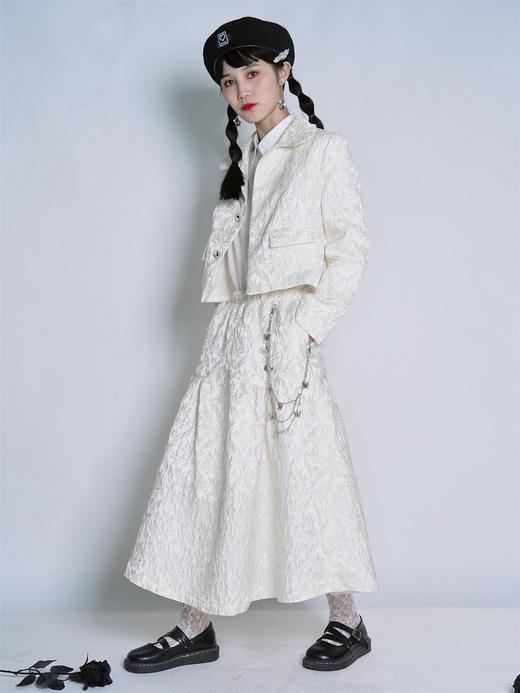 fragileheart易碎商店原创设计2021春季黑白刺绣提花短西装外套女 商品图1