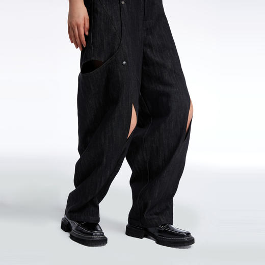 HOLONOMIC 原创不规则镂空分割链条设计感小众宽松牛仔阔腿裤 商品图3