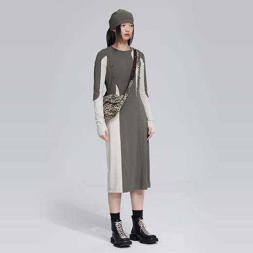 HOLONOMIC 原创可拆卸连帽分割拼接撞色修身设计感小众针织连衣裙 商品图1