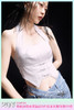 EhK 银色缎面挂脖露背短款上衣女 商品缩略图0