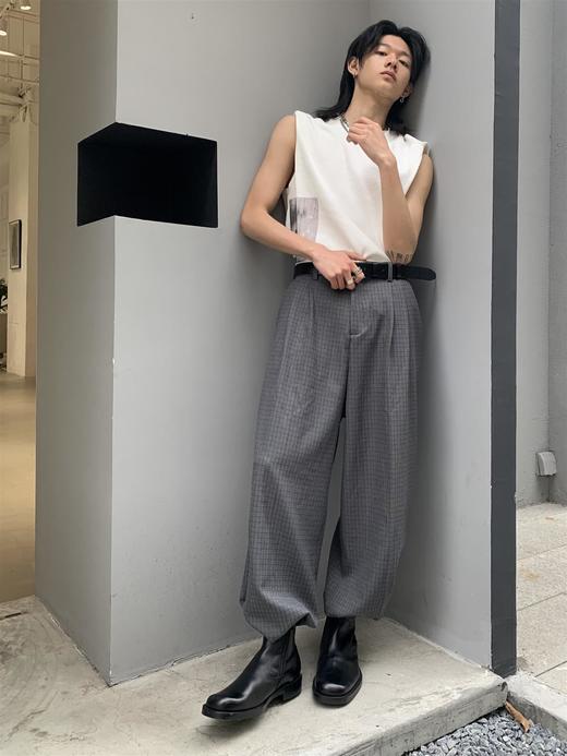 TERRAINCOGNITA2021SS春夏新款复古格纹宽松阔腿西裤百搭休闲长裤 商品图0