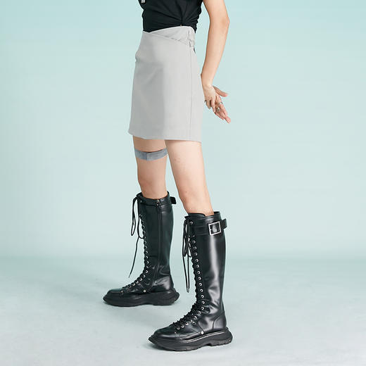 HOLONOMIC 原创设计绑带解构修身包臀特工A字短裙 商品图3