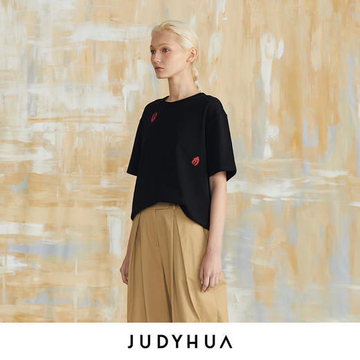 JUDYHUA 经典红唇印花OversizedT恤 商品图5