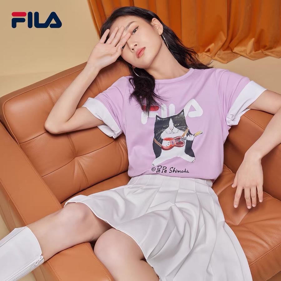 正品fila x pepe shimada斐乐官方猫咪插画短袖
