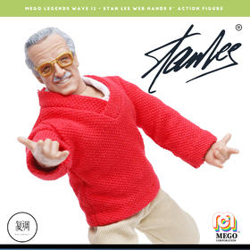 现货 Mego 斯坦 李 蜘蛛侠手势版 Stan Lee 8英寸 挂卡
