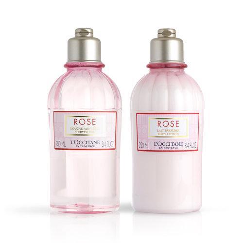 L'occitane欧舒丹玫瑰之心洗护滋润套装 沐浴露250ml+身体乳250ml 新老包装随机发 商品图1