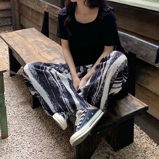 【新款韩版百搭九分 · 拖地裤休闲运动 ~ 第二条0元购！！！】2021裤子女宽松 韩版扎染裤夏季宽松直筒休闲显瘦百搭垂感高腰阔腿裤潮 商品图0