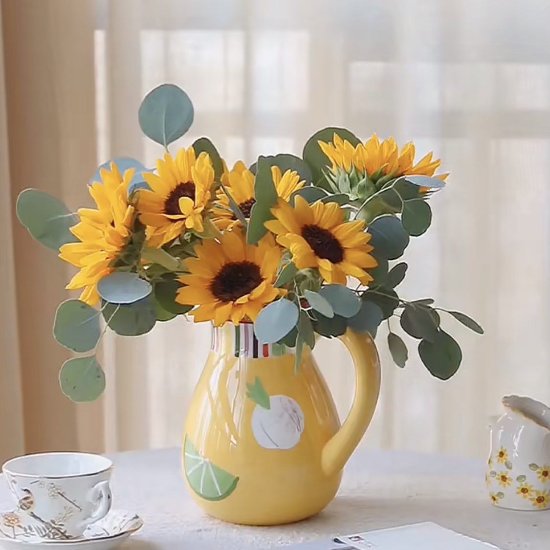 【晴天】中花向日葵6 尤加利大圆叶3小支