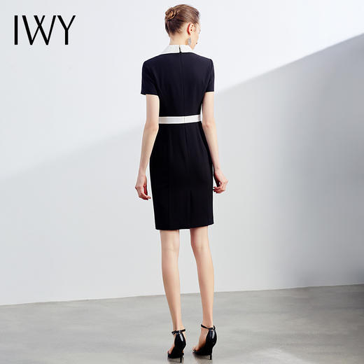 IWY/职业连衣裙时尚撞色高腰显瘦正装商务办公短袖修身高端OL
Q542- 商品图3