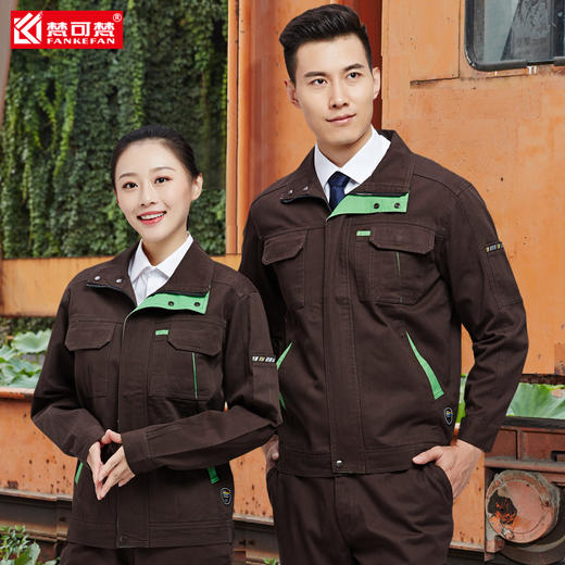 梵可梵秋冬长袖纯棉纯色工作服男套装电焊汽修劳保服车间工装制服 商品图4