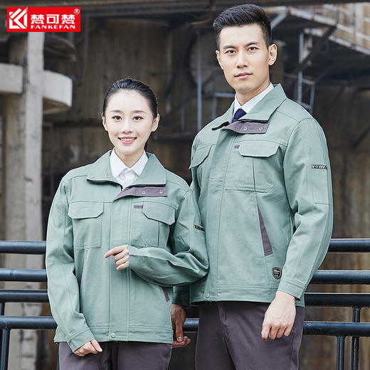 梵可梵秋冬长袖纯棉纯色工作服男套装电焊汽修劳保服车间工装制服 商品图2