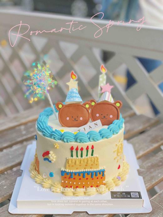 奶油霜手绘布朗熊蛋糕，请提前两天预定，可预订其他颜色 商品图3