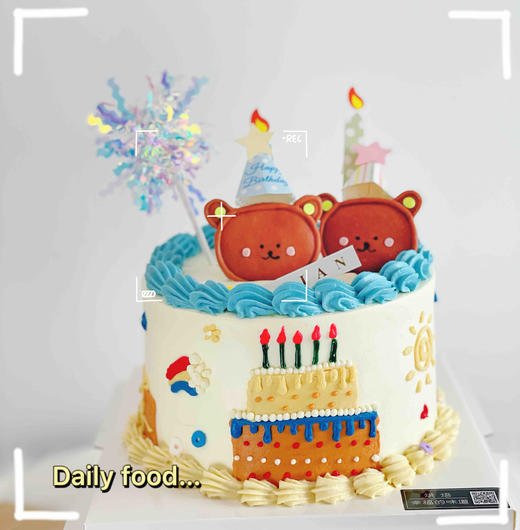 奶油霜手绘布朗熊蛋糕，请提前两天预定，可预订其他颜色 商品图2