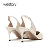 westory女鞋2021夏季新款漆皮尖头高跟鞋细跟包头凉鞋W21AH52971 商品缩略图2